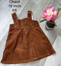OKAIDI 18 MOIS Fille: Robe velours salopette marron caramel hiver tbe