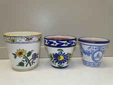 -3 PETITS CACHE POTS CERAMIQUE XXe OBJETS DECO 3 DECORS DIFFERENTS COLLECTION