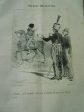 Litho Caricature 1849 Militaire seule chose qui console un peu mon bonnet à poil