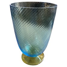 Vase En Verre Murano Bleu Et Jaune Moderne Des Années 1980 Par Carlo Moretti