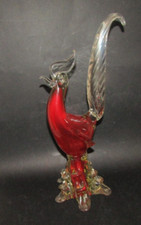 Grand coq rouge en verre de Murano années 60 h 35cm glass cockerel rooster