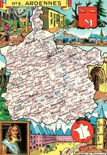 CARTE POSTALE - CARTE GEOGRAPHIQUE -  ARDENNES 08