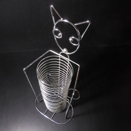 Sculpture métal inox chat