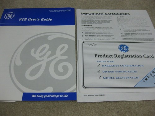 Vcr user guide - guide, vg4053