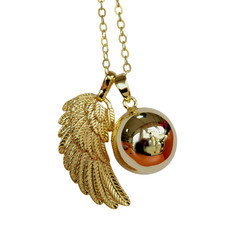 Collier - Femme - Pendentif - Bola de Grossesse - Boule - Aile d'Ange - Acier