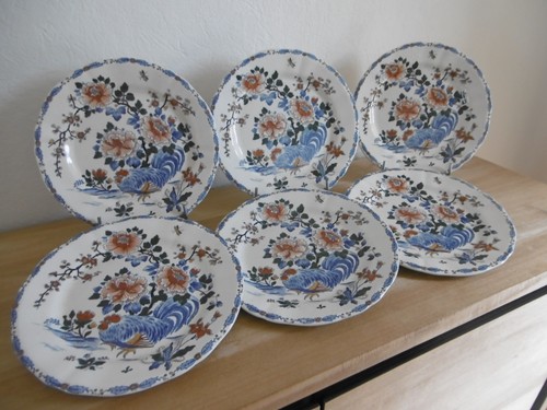 Six assiettes plates faience - assiettes,