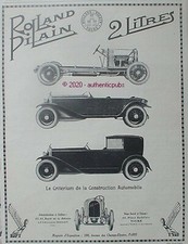 PUBLICITE ROLLAND PILAIN 2 LITRES AUTOMOBILE CRITERIUM CONSTRUCTION DE 1924 AD