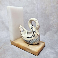 1 Serre-livres vintage en albâtre avec cygne - Style classique élégant