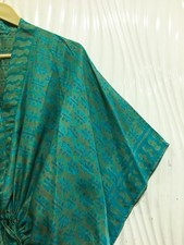 Pure Soie Caftan Vert Peignoir Robe Long Femme Robe Maxi Tunique Robe KFN3112