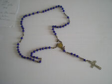 chapelet religion catholique ancien des années 50 perles bleues