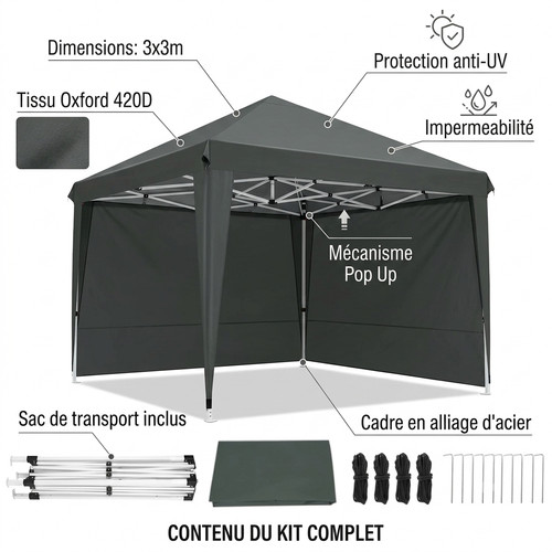 Tonnelle pliante 3x3m - pliante,