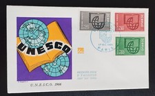 ENVELOPPE PREMIER 1ER JOUR 1966 TIMBRE SERVICE UNESCO OBLITÉRÉ PARIS N° 36/38