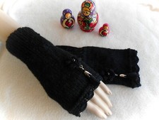 mitaines noires tricot laine