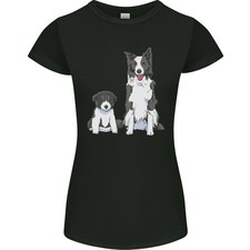Un T-Shirt Femme Petite Coupe Border Collie Et Chiot