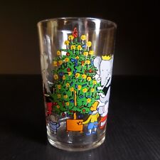 Verre Noël Babar Télé Hachette BRUNHOFF 1970 Reims France vintage déco N8328