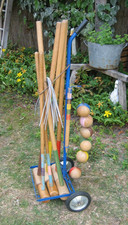 Grand  Jeu de Croquet Ancien Jardin Plein air  6 Joueurs vintage