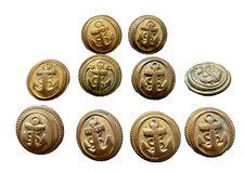 10 Boutons de Marine Française TDM Ancre Laiton AM & Cie et HJM 20 mm