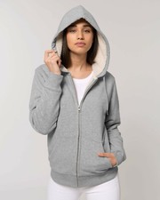 Sweat-shirts zippés à capuche fourrés polaire Femme coton Bio Hoodie taille L