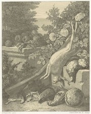 A François Desportes Nature morte Gibier Fruits Gravure Henri-Joseph Dubouchet