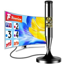 Antenne TV Intérieure DVB-T2 avec Base Magnétique – Réception 360° TNT HD 4K ...