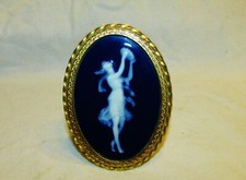 CADRE MINIATURE DANSEUSE ANTIQUE MARCEL CHAUFRIASSE EMAUX DE LIMOGES BLEU