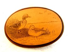 Vintage Scrimshaw ? 2 Ducks in a Pond Belt Buckle