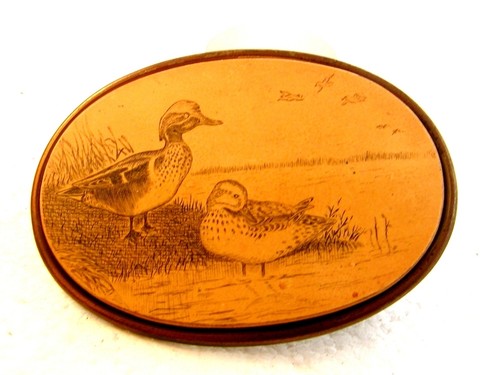 Vintage scrimshaw ducks in - vintage, 2