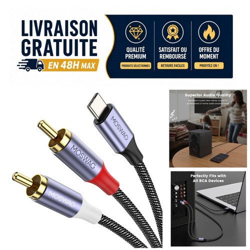 Moswag câble usb vers rca - câble, usb-c