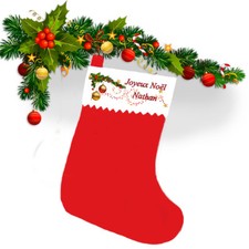 Botte de noël chaussette joyeux noël haut 39 cm personnalisée avec prénom réf 06