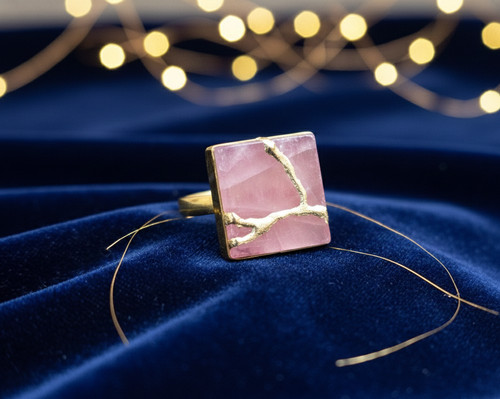 Bague art quartz rose - en,