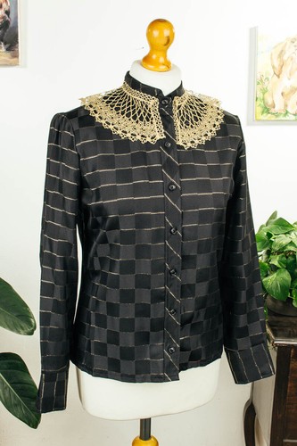 Vente vintage blouse 70s - 70s, noire