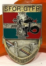 Médaille, broche, pucelle, insigne militaire 110 eme RI SFOR-GTFR