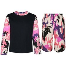 Uni Garçon Fille T Shirt Camouflage Rose Bébé Haut Et Short Été Vêtements Jeux