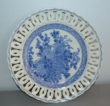  Ancien Plat Décoratif à Suspendre Ajourées Céramique Porcelaine Chine 