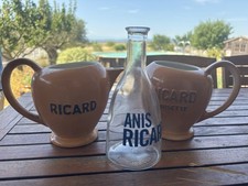 Ancien 2 pichet publicitaire RICARD 1 litre Ateliers Céramiques 1 Verre Anis Lot