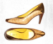 PIAZZA MARCONI escarpins cuir bicolore camel et doré P 37½ "Neuf"