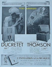 PUBLICITE DUCRETET THOMSON RADIO RECEPTEUR ELECTROPHONE LULLI DE 1936 AD PUB