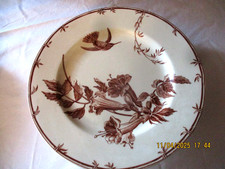 FAIENCE DE GIEN -Ancien compotier plat coupe  sur piédouche OISEAUX MOUCHES -2/2