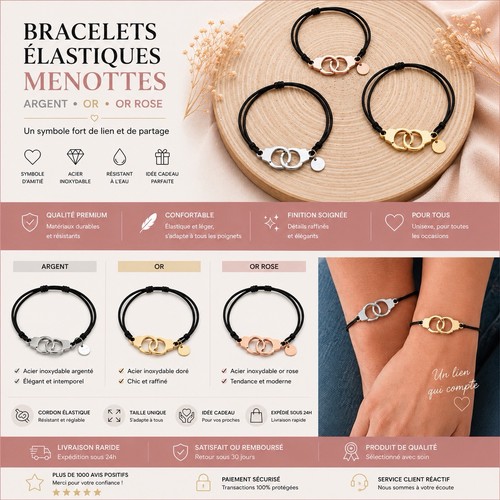Bracelet élastique menotte - , en