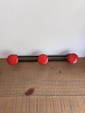 Ancien Porte Manteaux En Fer Laqué - 3 Patères Rouges - Vintage Déco Loft 60's