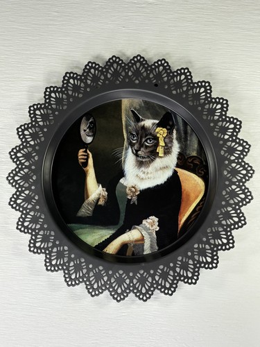Victorian cat portrait metal - victorian,