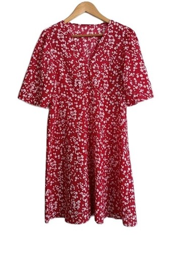 Robe rouge fleurs blanches - rouge,