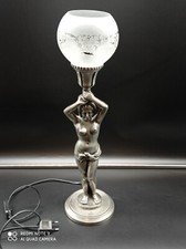 Ancienne grande lampe femme nue drapée en étain,design,vintage,opéra Paris,H50cm