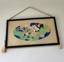 Peinture Période Art Deco Au Pochoir Encadrée Style XVIIIe Bergère Pastorale 