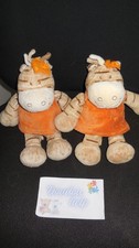 Lot 2 doudou peluche zèbre Zamba beige orange  NOUKIE'S 24cm