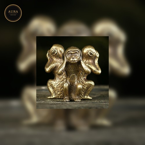 Trois singes sages laiton - singes,
