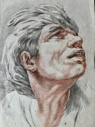 Dessin ancien crayon noir - noir, et