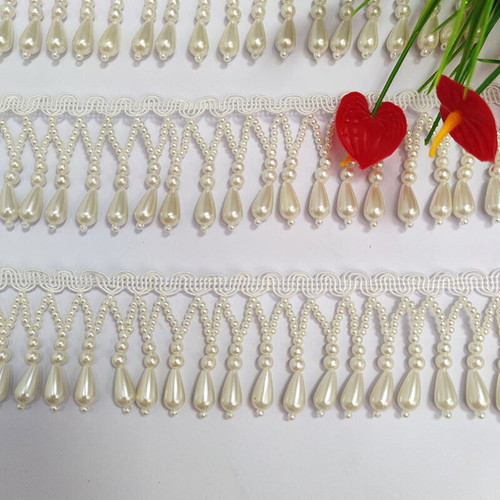 Perlé gland garniture frange - perlé,