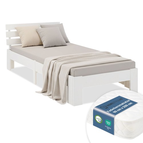 Cadre lit 90x200 bois blanc - 90x200,