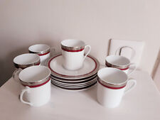 Porcelaine Limoges Ph Deshoulières 6 tasses soucoupes Athos platine pourpre